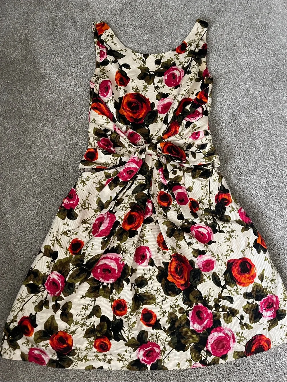 kate spade Cream Dress with Red & Pink Floral Print 4